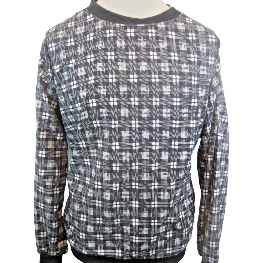 Mens Divots Black Check Pullover Nylon Rain Golfing Jacket sz XL